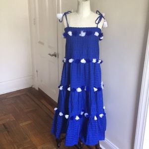 Tessora Blue Lola Dress with Pompoms NWT